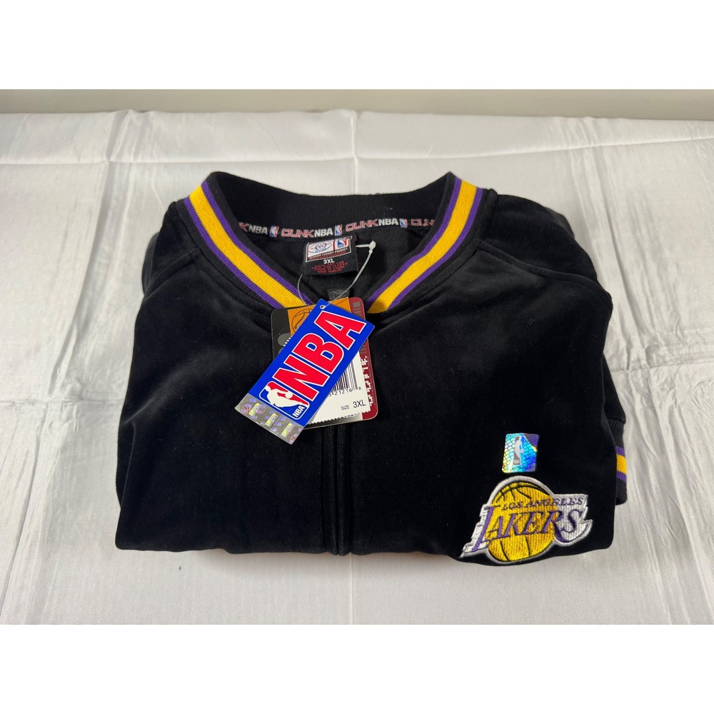 NWT Vintage OUNK NBA LA Lakers Velour Track Jacket Black 3XL Y2K Deadstock